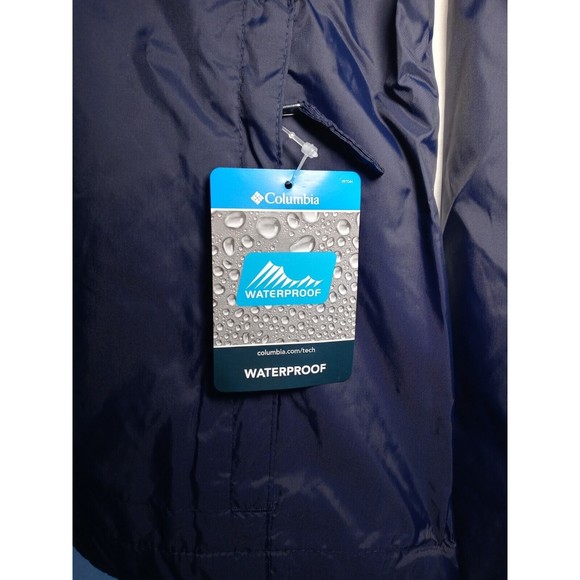 COLUMBIA Switchback™ III  Rain Jacket Navy Blue Hood Pockets Size L - Picture 16 of 16